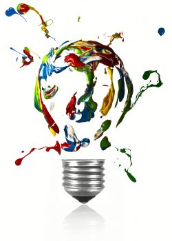 Paint explosion in the shape of light bulb